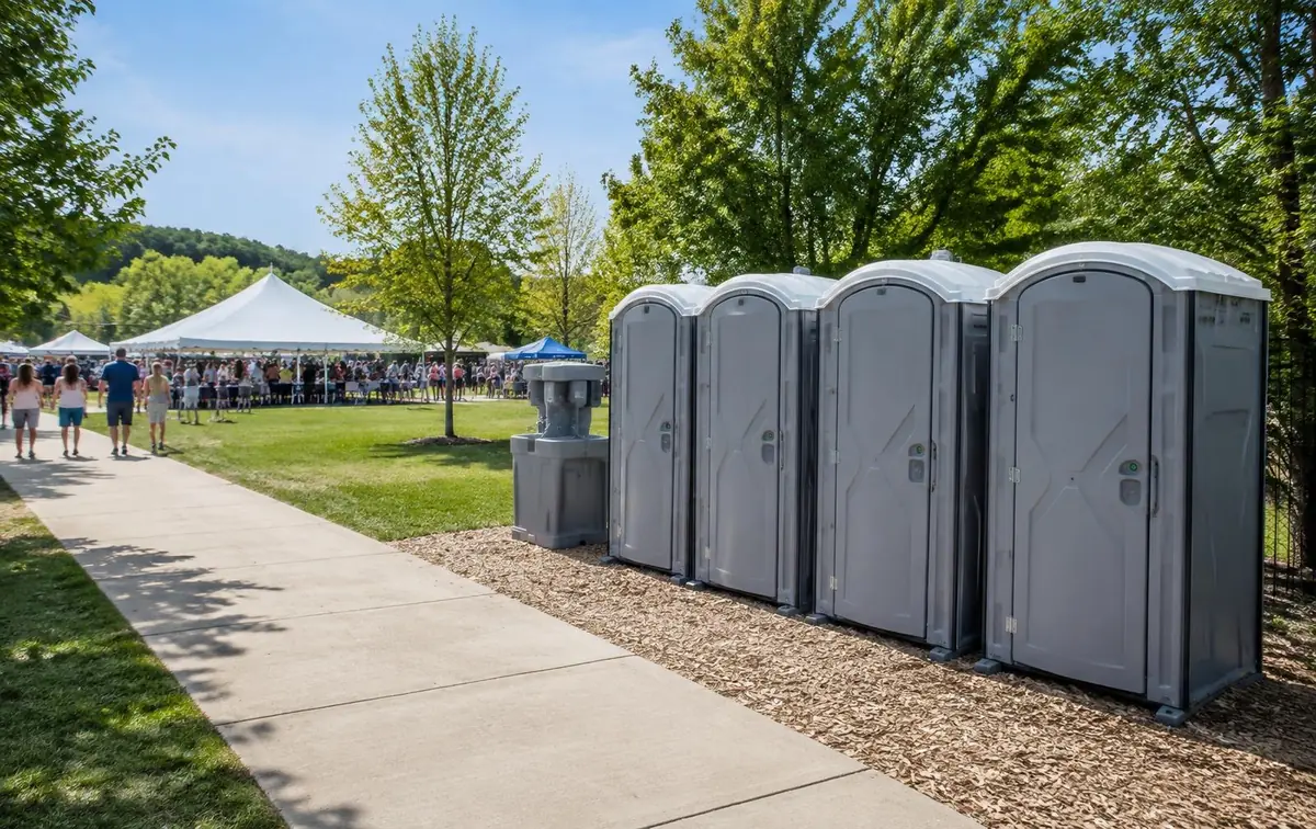 Event portable restrooms serving an outdoor gathering in Florence