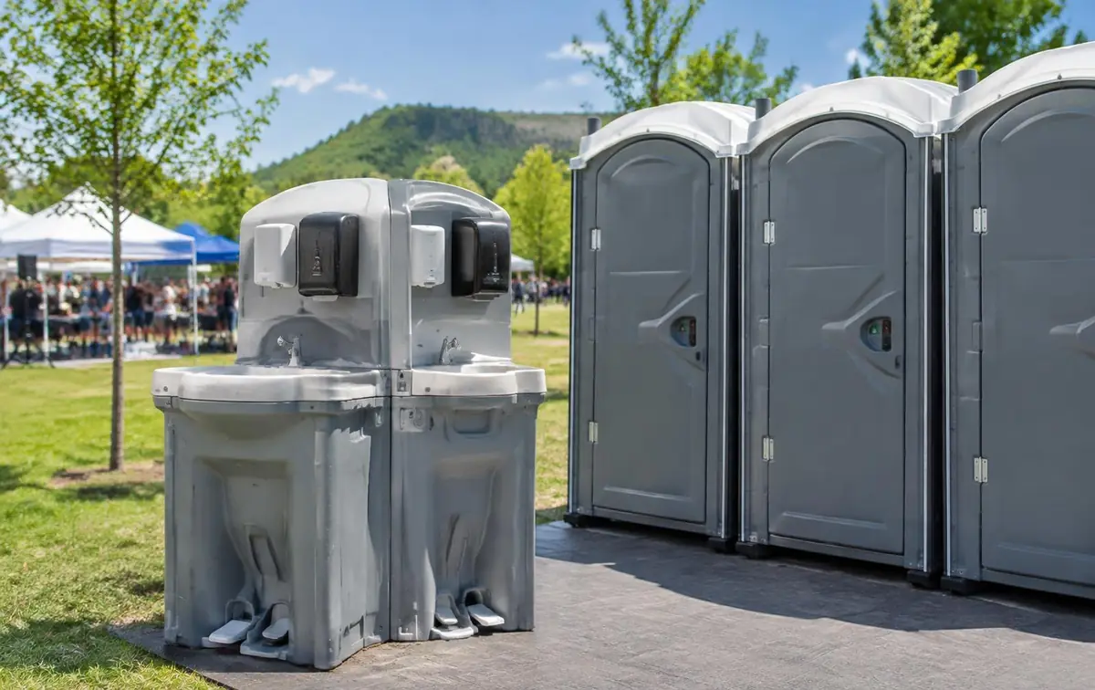 Portable hand-washing station at an event