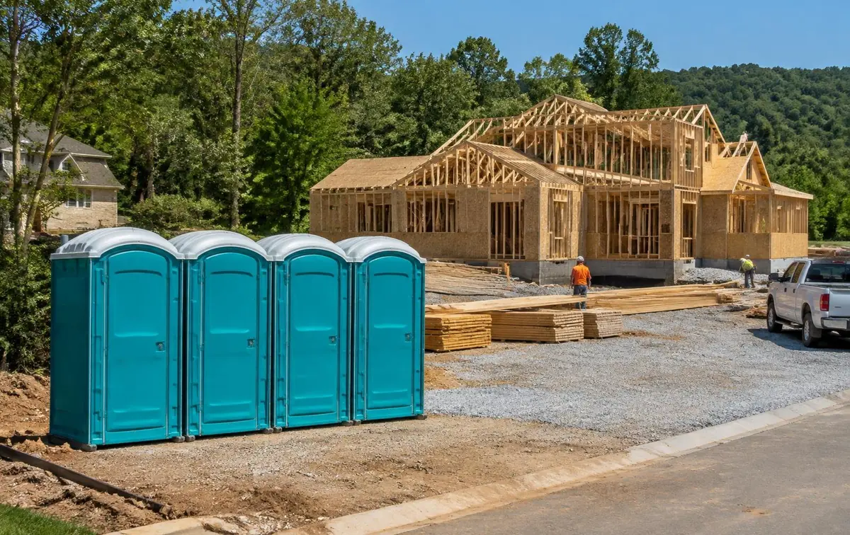 Portable toilets serving a Madison, Alabama jobsite